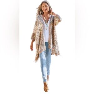 Soft Surroundings Chaucer Topper Brown Patterned Sweater